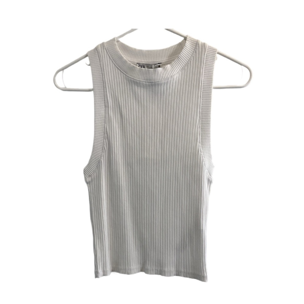 Zara White Ribbed Tank Top Size Small NWT